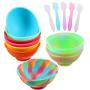 10 Pieces Mini Silicone Pinch Bowls Multicolored Silicone Condiment Bowls and 50 Pieces Disposable Makeup Spatulas Cosmetic Spatulas