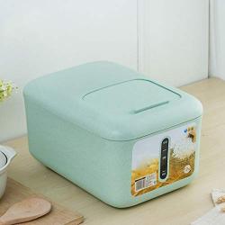 Food Jars & Crocks Storage Rice Bucket Household Thickening 12kg Rice Barrel Rice Storage Box Sealed Moisture-proof Insect Storage Box Health Kitchen Supplies (Color : Green, Size : 382127cm)