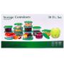 30 Piece Plastic Food Container Set - 15 Plastic Storage Containers with Green Lids