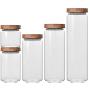 350/650/950ml/1250ml/1550ml Bamboo Lid Glass Airtight Canister Storage Bottles Jars Grains Tea Leaf Coffee Beans Candy Food Jar,1000ml