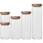 Bambusdeckel Glas Behälter Luftdichte Töpfe für Getreide, Tee, Kaffee, Kakaobohnen, Süßigkeiten, Lebensmittel (1250ml/1550ml/1000ml)