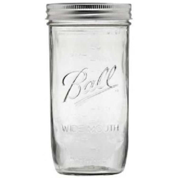 Ball Glass Mason Jar with Lid & Band, Wide Mouth, 32 oz, Single Jar 