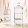 HOUSIYU Mehrfachschichtige Süßigkeitenbehälter, Desserttisch Stapelbare transparente Glas-Süßigkeiten-Schale/Keksbehälter/Behälter/Küchen- und Badezimmer-Aufbewahrung und -Organisation, Drei Ebenen