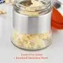 Glass Kitchen Coffee Canister Jar Set for Countertop 304 Stainless Steel Food Storage Containers with Air Tight Lid,Pantry Organization and Storage for Tea Snacks Sugar,Orange Set of 3
