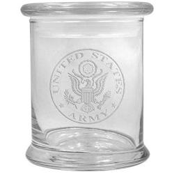 12 oz Clear Glass storage Herb Stash Jar and Lid with US Army Logo