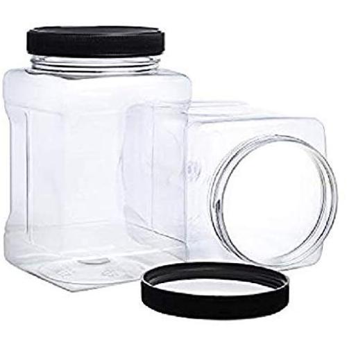 Storage Containers 50 Food Grade Jars with Lids Clear Empty Plastic Holders Square Air Tight Container with Easy Grip Handles - BPA Free Jar Multi Purpose
