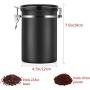 Large Sealed Coffee Bean Container with One-way CO2 Exhaust Valve/Time Record Dial, 1.8L Stainless Steel Airtight Nuts Grains Flour Sugar Coffee Grounds Tea Canister Moisture Proof Storage Jar (Black)