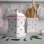 City to Cottage Handmade White and Red Polka Dot Large Ceramic 31.5oz/900ml Kitchen Storage Jar with Lid | Pottery Canister, Cookie Jar, Housewarming Gift