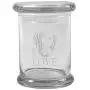 Clear 8 oz Glass Herb Stash Jar and Lid with Bob Marley Logo from Smoke Promos