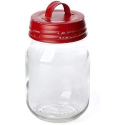 Factory Direct Craft Small Mouth Mason Jar with Weathered Barn Red Handled Lid