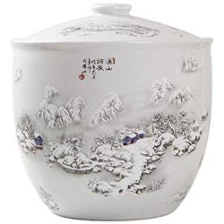 Home Décor Ceramic Rice Jar Sealed with Lid Kitchen Food Storage Tank Household Decoration Accessories Ceramic Jar Decorative Accessories (Color : White, Size : 15.5x24x20.5cm)