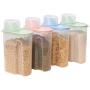 TOMYEUS 4 Pieces Cereal Containers Plastic Grains Storage Box Transparent