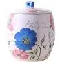Contenants de stockage alimentaire en grande capacité avec motif floral, couvercles hermétiques, récipients en céramique, décoration rustique pour farine, céréales, sucre 2.5L/5L/10L – Rose