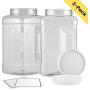 2-Pack: 1 Gallon Empty Plastic Storage Container With Wide Mouth Airtight Lid | Tall Square Clear Pinch Grip Jar | Great For Food Storage, Kitchen Pantry, Liquids | BPA Free, Chemical & Freezer Safe