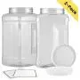 2-Pack: 1 Gallon Empty Plastic Storage Container With Wide Mouth Airtight Lid | Tall Square Clear Pinch Grip Jar | Great For Food Storage, Kitchen Pantry, Liquids | BPA Free, Chemical & Freezer Safe