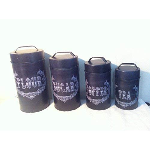 Food Safe Chalk Art Canister Set of 4 Flour Sugar Coffee Tea