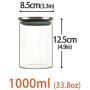 Glass Airtight Cans/Food Storage Jar/Glass Storage Canister With Stainless Steel Lid Tea Coffee Beans Storage Container,1000Ml 3pcs