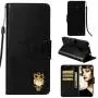 Soft PU Leather Wallet Case for Huawei Mate 20,Flip Stand Case for Huawei Mate 20,Moiky Classic Retro Black 3D Owl Design Solid Color Purse Folio Magnetic Cover with Wrist Strap