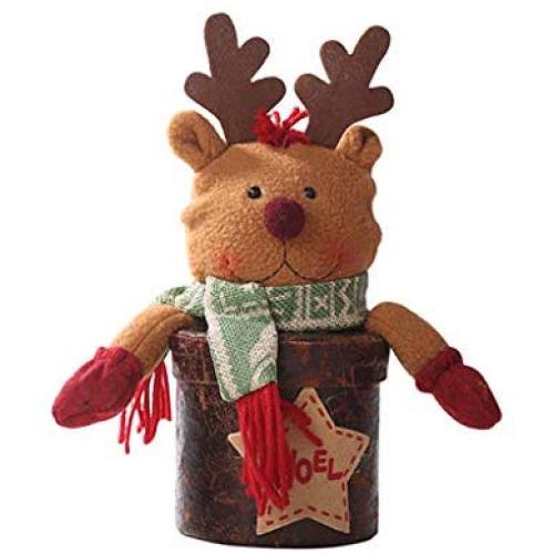 Christmas Candy Jar, ForHe Leather Candy Jar Santa Claus Snowman Elk Doll Gift Storage Box Cans Gifts Holder for Kids, Xmas Ornaments Decoration with 3 Styles