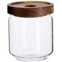Transparent Glass Storage Jar With Wooden Cover Sealed Jar Kitchen Food Multigrain Coffee Bean Tea Storage Tank,B 500Ml