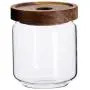 Bocal en verre transparent avec couvercle en bois - Récipient de rangement pour céréales, café, thé, 500 ml Bocal en verre transparent avec couvercle en bois - Récipient de rangement pour céréales, café, thé, 500 ml