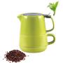 3 in 1 Teapot Ceramic 500ml Coffee pot,cup,saucer,Stainless steel filter,kettle Water storage jar the Chinese tea culture Green Jasmine Flowers Black Tea Coffee milk,living room,tea lovers,Green