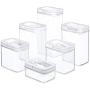 DuraHome FLiPLOCK Airtight Food Storage Containers 6 Piece Set - BPA Free Durable Clear Acrylic Container with Innovative Air Tight Handle Lid for Dry Goods Pantry Organization (Rectanlge)