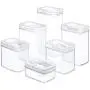 DuraHome FLiPLOCK Airtight Food Storage Containers 6 Piece Set - BPA Free Durable Clear Acrylic Container with Innovative Air Tight Handle Lid for Dry Goods Pantry Organization (Rectanlge)