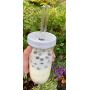 Jarming Collections Boba Cup Reusable Smoothie Cup and Straws 2 Extra Wide Glass Boba Straws (10