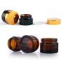 Cosmetic Container Portable Travel Cream Jar Empty Amber Glass Bottle, 6 Pcs 30 ml Refillable Container Brown Glass Jar, Lid and Lining Transparent Jar for Cosmetic Cream Lotion Essential Oil
