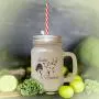 Black Scatter Kindness #1 Frosted Glass Mason Jar With Straw