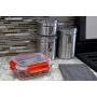 Home Basics 35 oz. Rectangle Leak and Spill Proof Borosilicate Glass Food Storage Dishwasher Safe Meal Prep Storage Container with Air-tight Plastic Lid, Red (2)