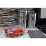 Home Basics 35 oz. Rectangle Leak and Spill Proof Borosilicate Glass Food Storage Dishwasher Safe Meal Prep Storage Container with Air-tight Plastic Lid, Red (2)