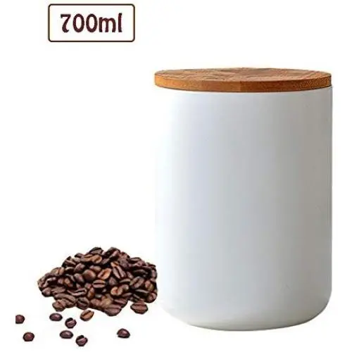 LEGOU Tea Coffee Canisters,Food Storage Jar, with Airtight Seal Bamboo Lid Ceramic Food Storage Canister for Serving Tea, Coffee, Spice and More,White,700ml LEGOU Tea Coffee Canisters,Food Storage Jar, with Airtight Seal Bamboo Lid Ceramic Food Storage Canister for Serving Tea, Coffee, Spice and More,White,700ml
