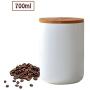 LEGOU Tea Coffee Canisters,Food Storage Jar, with Airtight Seal Bamboo Lid Ceramic Food Storage Canister for Serving Tea, Coffee, Spice and More,White,700ml
