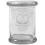 Klarer 8 oz Glas Kräuterdunstbehälter mit Totenkopf-Logo von Smoke Promos