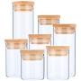 Food Storage Glass Jar No Lead Kitchen Storage Bottles Sealed Cans With Bamboo Cover Large Capacity Candy Glass Jars Tea Box 80ML