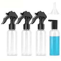 UPTRONIC 4Pcs Spray Bottle, 3.4oz/100ml Empty Bottle, Small Travel Size Spray Bottle Refillable Fine Mist Clear Bottles for Cleaning Solutions, Hand Sanitizer, Skin Care