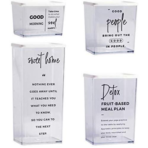 Square Plastic Jars for Kitchen & Household Storage of Dry Goods Nut Snack Spices and More