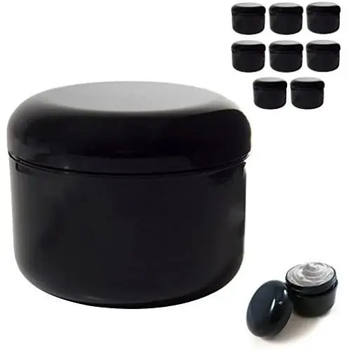 8 BLACK 1.7 oz Plastic Cosmetic Double Wall Cream Empty Dome Jars Containers Cap 8 BLACK 1.7 oz Plastic Cosmetic Double Wall Cream Empty Dome Jars Containers Cap
