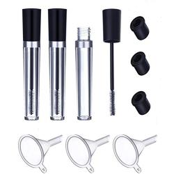 Aoshang 3Pc 8ml Empty Mascara Tube with Wand Eyelash Cream Container Bottle with Rubber Inserts ，Transfer Pipettes and Funnels Set for Castor Oil or DIY Cosmetics