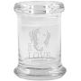 Clear Glass Herb Stash Jar with Lid 2.75 oz with Bob Marley Logo from Smoke Promos