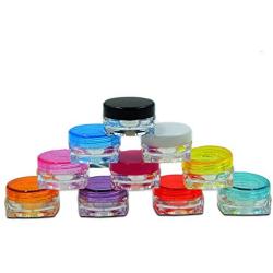 Elfenstall- 40pcs 3Gram Jar, 3g Jar, Cosmetic Sample Empty Container colorful Screw Cap Lid, Small Tiny 3g Bottle with Mask Spatula for Make Up, Eye Shadow, Nails, Powder, Gems, Beads, Jewelry