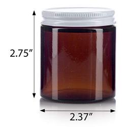 Amber Thick Glass Straight Sided Jar with White Metal Airtight Lid - 4 oz / 120 ml (12 pack) + Spatulas