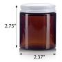 Amber Thick Glass Straight Sided Jar with White Metal Airtight Lid - 4 oz / 120 ml (12 pack) + Spatulas