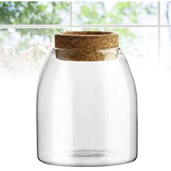 500ML Transparent Glass Storage Tank Borosilicate Glass Sealed Cans Food Grains Container with Cork (Button Shape Cork, S)