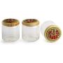 ExclusiveLane ‘Threes A Tribe’ Dhokra Snacks Jar Set in Glass with Warli Hand-Painted Wooden Tray -Cookie Jar Containers Spice Storage Canisters Kitchen Box Tableware Serveware