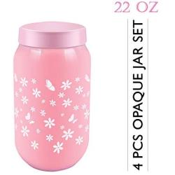 Opaque Glass Jar w Plastic Airtight Lid Dishwasher Safe Decorative Storage 4 Pcs 22 Oz