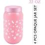 Opaque Glass Jar w Plastic Airtight Lid Dishwasher Safe Decorative Storage 4 Pcs 22 Oz