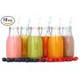 12 Pack - 11 Oz Glass Milk Bottles, 24 Metal Twist Lids and 12 Colorful Paper Straws - Reusable Vintage Dairy Bottles- Milk Bottles for Parties, Weddings, BBQ, Picnics.